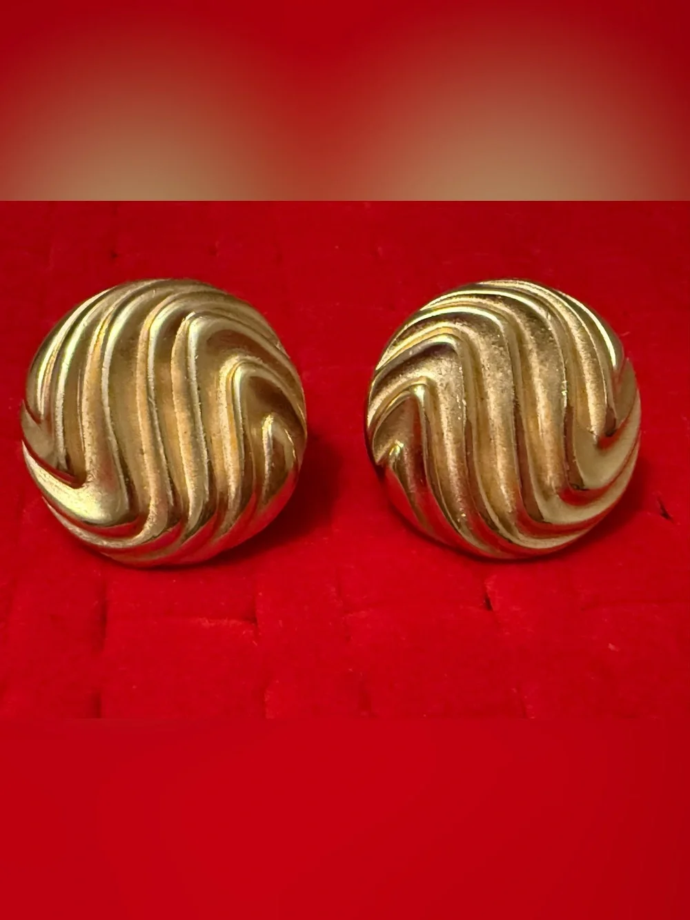 Vintage P.E.P. Goldtone Large Swirl Button-Style Earrings - Women Jewelry